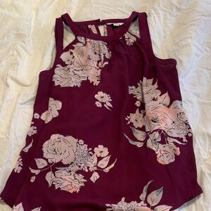 Floral Sleeveless Top - Burgundy